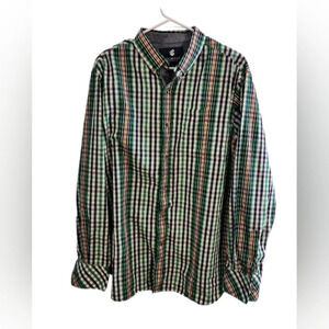 Rocawear classic Mens Size XL Long Sleeve Button Down Shirt green white plaid